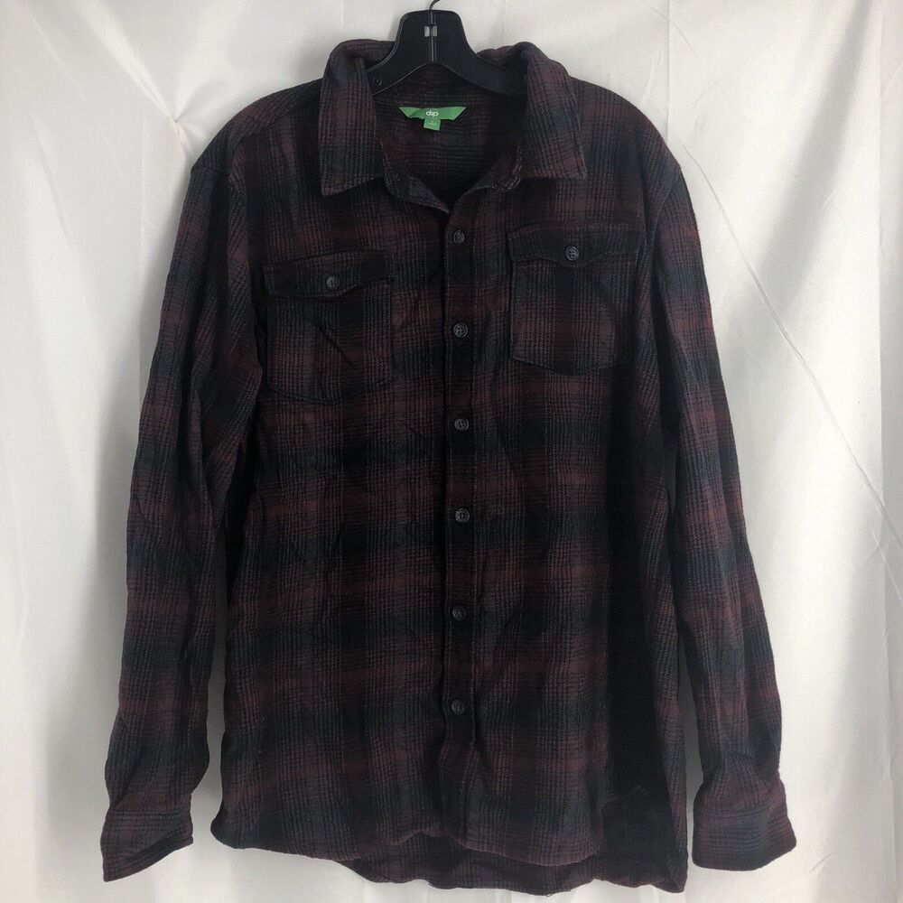 DIP HEAVY WEIGHT COTTON PLAID FLANNEL MEN'S BUTTON SHIRT JACKET SMALL